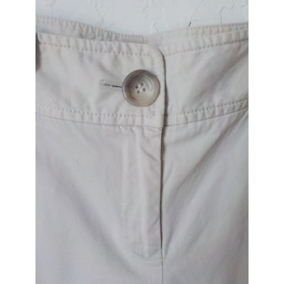 Ann Taylor Beige Crop Pants Women size 8 Long Shorts Straight Leg Stretch Button - Picture 3 of 8